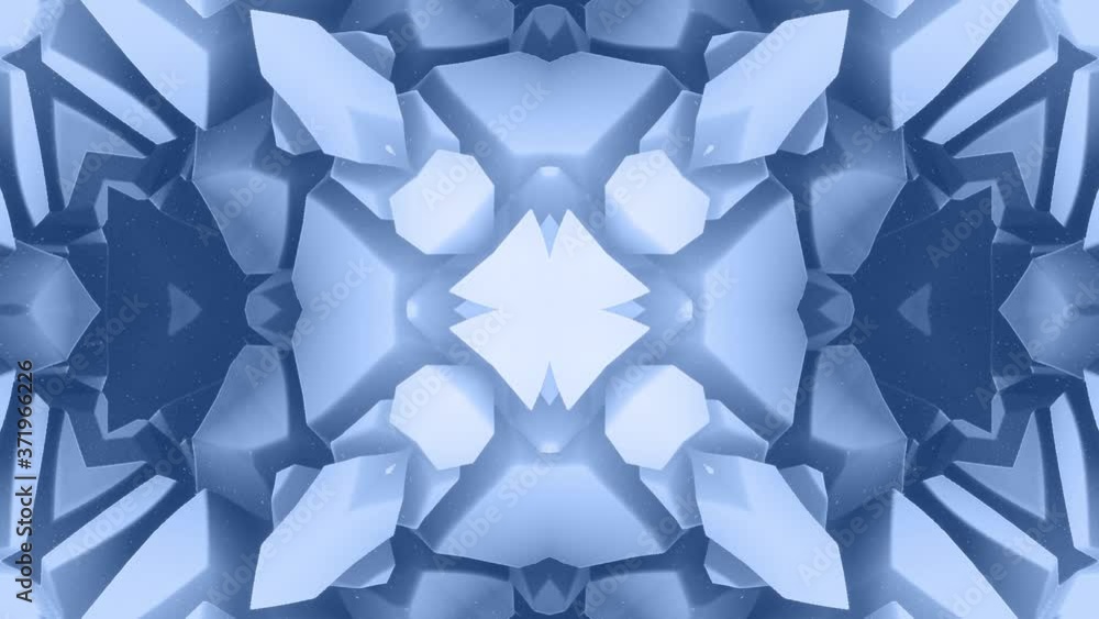 Poster 3d abstract shape like star or flower, symmetrical structure of black blue velvet material intersper