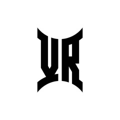 VR monogram logo with curved side
