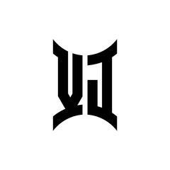 VJ monogram logo with curved side
