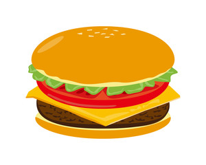 チーズとビーフのハンバーガーのベクターイラスト