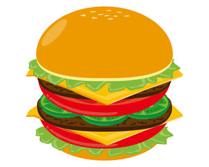 チーズとビーフのハンバーガーのベクターイラスト