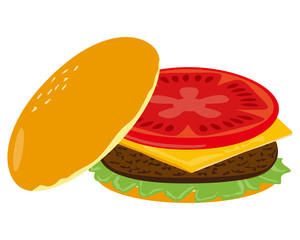 チーズとビーフのハンバーガーのベクターイラスト