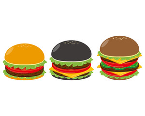 チーズとビーフのハンバーガーのベクターイラスト