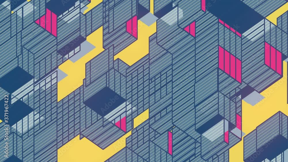 Poster minimalistic modern geometric composition. 3d render seamless loop animation 4k