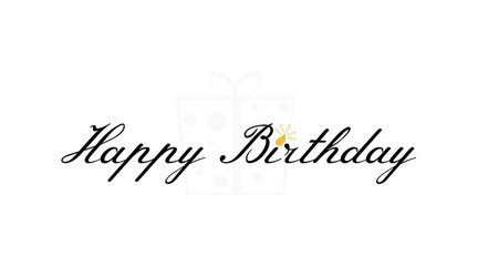 Fototapeta premium Happy birthday typography minimal black text with big gift box vector on white background illustration