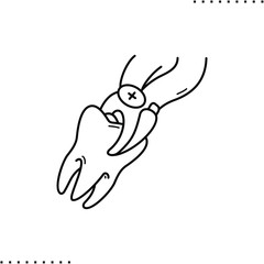 pull out a tooth, dentist surgeon vector icon in outlines