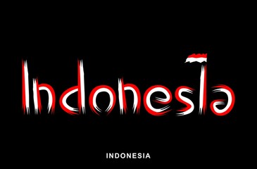 Indonesia flag. Indonesian flag vector design in red and white painted with brushes for invitations, banners or Indonesian national events