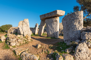 The talaiotic settlement of Talati de Dalt situated on Menorca island. Baleares, Spain