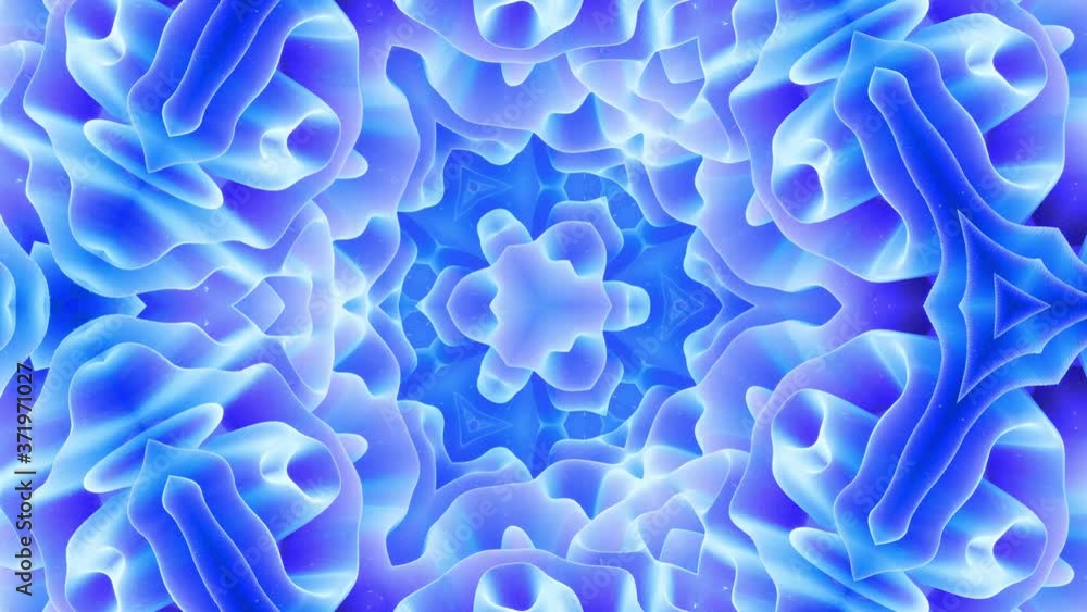 Aufkleber smooth looped animation of 3d abstract soft matte shape like flower or mandala, symmetrical structur