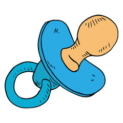 Pacifier for the baby. Vector illustration of baby dummy. Hand drawn baby nipple..