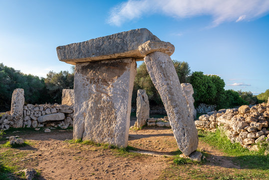 The talaiotic settlement of Talati de Dalt situated on Menorca island. Baleares, Spain