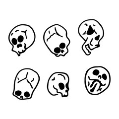 Set skulls. Mountain skulls. Hand drawn sketch bunch of skulls. Vector illustration.