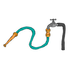 Garden hose. Water hose with water. Vector illustration of a water hose for the garden.