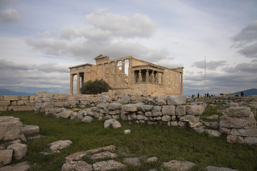 Fototapeta na wymiar Views of the Erechtheion Temple on the Acropolis, Athens, Greece