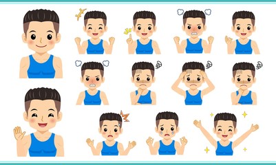 青いタンクトップの男の子