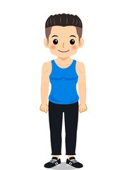 青いタンクトップの男の子