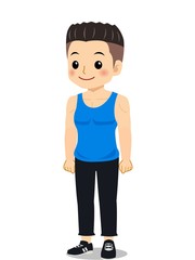 青いタンクトップの男の子