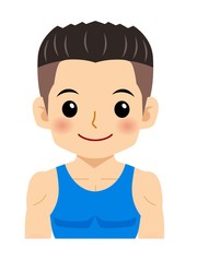 青いタンクトップの男の子