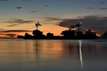 Naklejka na ściany i meble Dusk time at Willy Rock. Boracay island. Aklan. Western Visayas. Philippines