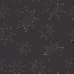 Starry Night Sky Trendy Seamless Pattern, Vintage Celestial Hand drawn Background Template of Galaxy, Space