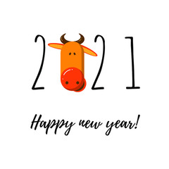 New year's bull as a symbol of the Chinese new year. Vector illustration