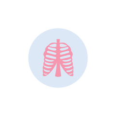 Human rib cage medical icon in circle flat vector illustration isolated on white.