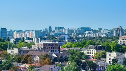 Fototapeta na wymiar Chisinau city center panorama with buildings in Moldova