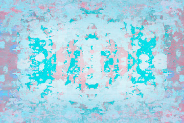 Old concrete wall covered with pastel pale colorful paint.