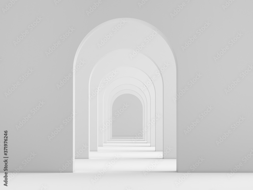 Poster white acrhitecture arc rhythm background - 3d rendering