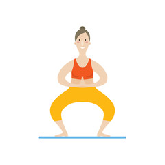 Obraz na płótnie Canvas Cartoon woman in yoga position. Vector illustration in flat style