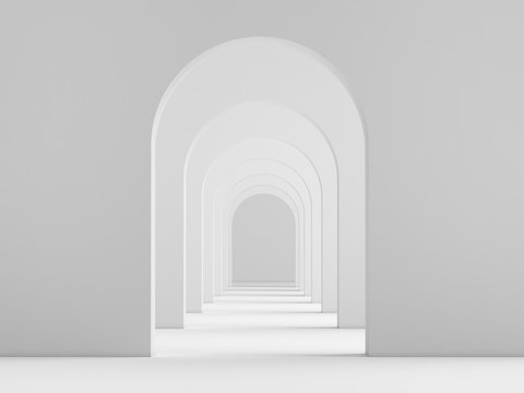 White acrhitecture arc rhythm background - 3d rendering