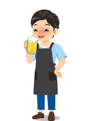 エプロンを着た若い男性