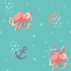 Fototapeta na wymiar Seamless vector illustration with octopuses