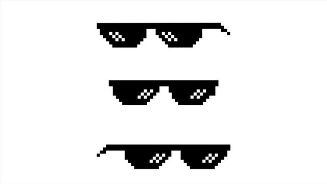Pixel glasses of thug life meme. Art design. Mock up template. Abstract concept. EPS 10 vector illustration
