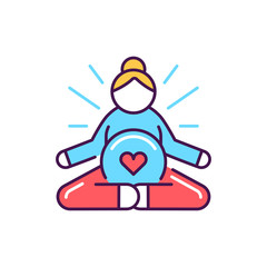 Yoga for pregnant women color line icon. Lotus position. Pictogram for web, mobile app, promo. UI UX design element