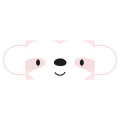 Reusable mouth kids funny mask with sloth face. Medical cute mask vector illustration isolated on white.