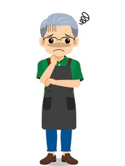 家事をする年配の男性