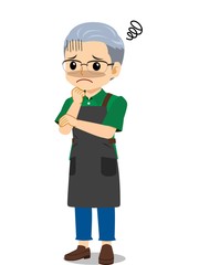 家事をする年配の男性