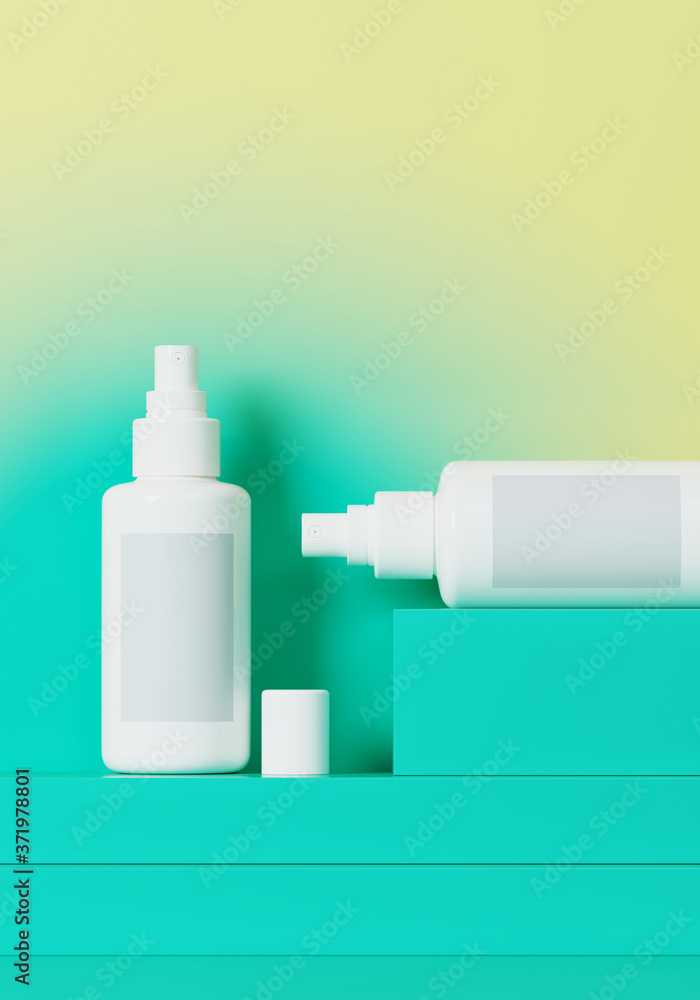 Poster minimal abstract mockup background for product presentation. cosmetic bottle with blending vibrant g