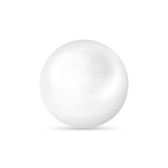 Shiny realistic white pearl icon on white background isolated on white background. Vector illustration.