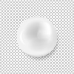 Shiny realistic white pearl icon on white background isolated on white background. Vector illustration.