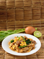 Thai food (Pad See Ew), Stir fried rice noodles soy sauce with pork