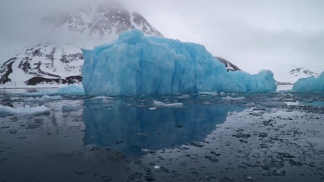 The archipelago landscape covered with ice and snow,Spitsbergen, Svalbard