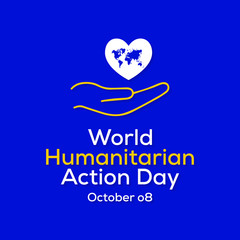 Vector illustration on the theme of World Humanitarian action day observed each year on October 08 worldwide.