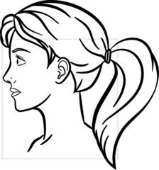 profile of a girl's head contour of different thickness vector illustration
