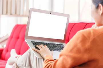 Young Asian women are using laptops to study online, work from home, and transact online during the coronavirus outbreak.