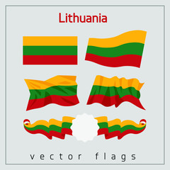 Waving vector flags of Lithuania