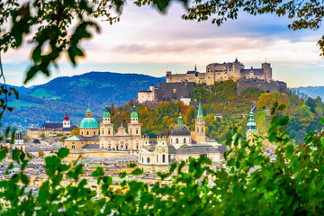 Fototapeta na wymiar Wonderful view of the amazing mysterious historic Salzburg, Austria