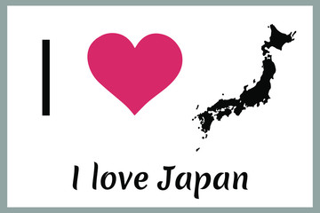 I love Japan isolated vector map silhouette