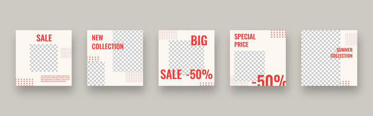 Social media template. Trendy editable Instagram post template. Mockup isolated. Template design. Vector illustration.